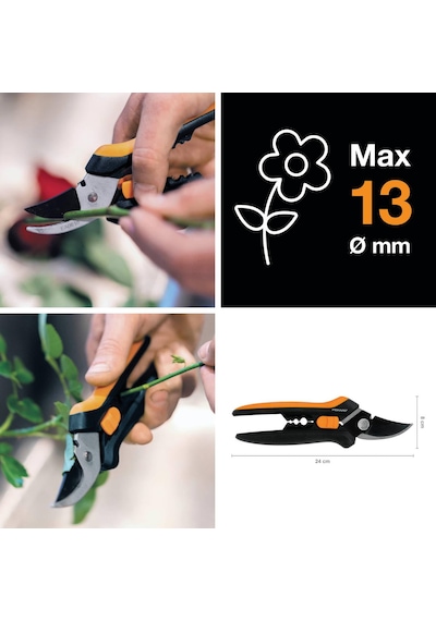 Fiskars Çiçekçi Makası Sp14, Uzunluk: 24 Cm, Yüksek Kaliteli Çelik Bıçaklar/plastik Sap, Siyah/turuncu, Masif, 1051601