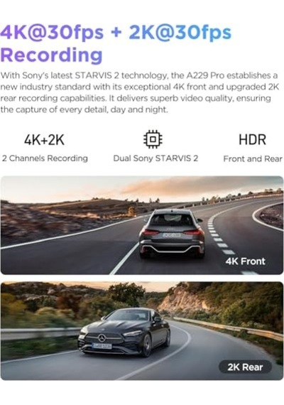Pro 4k Hdr Starvis 2 Sensörlü Wi-fi S'li Araç Kamerası Diğer