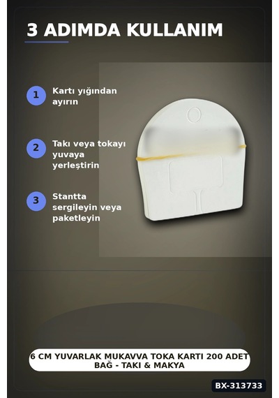 Bay 6 Cm Yuvarlak Mukavva Toka Kartı 200 Adet Bağ - Takı & Makyaj Düzenleyici Bx-313733 Najmaddin Diğer
