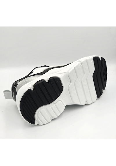 Lescon Jelly Siyah Beyaz Makara Bağcıklı Kız Çocuk Sneaker Spor Ayakkabı