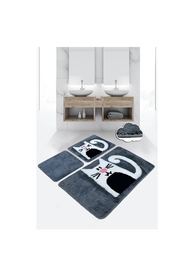 Pınk Nose 3 Lü Set Banyo Halısı Paspas