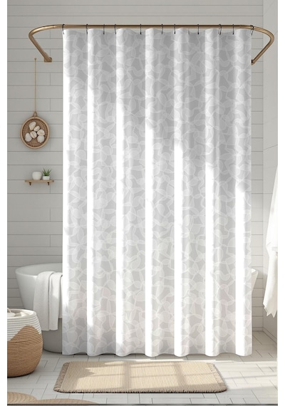 Çift Kanatlı Banyo Perdesi, Desenli Duş Perdesi, Küvet Perdesi, Halkalı 2 Adet 90x180 Cm Çok Renkli