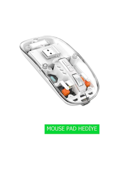 Pad 7s Pro 12.5 Uyumlu Şeffaf Tasarım Sessiz Kablosuz Mouse Diğer