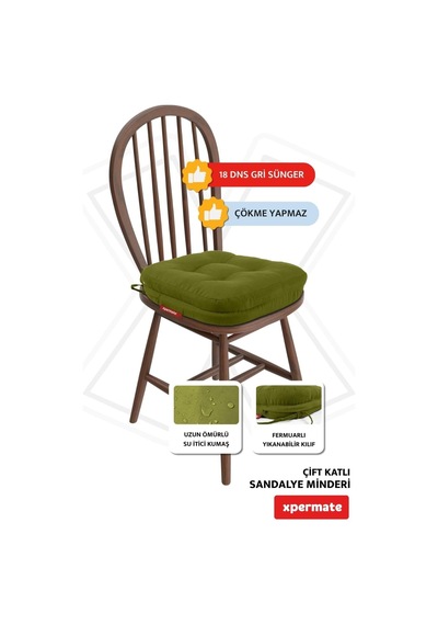 Xpermate Sandalye Minderi 4'lü Set 42x42x8 Cm Kalın Çift Kat Pofidik Minder Yıkanabilir Fermuarlı Su Ve Yağ İtici Diğer