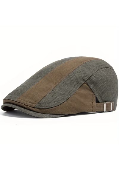 Unisex Klasik Gözlük Şapkası Siyah & Haki Retro Flat Cap Mevsimlik Kullanım Kahverengi
