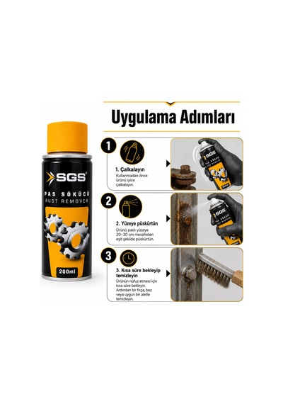 Sgs Pas Sökücü Sprey 200 Ml Aerosol Metal Yüzey Temizleyici Ve Bakım Spreyi