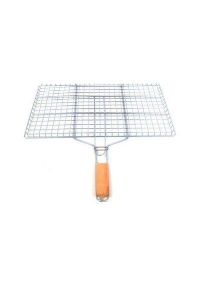 Ahşap Saplı Mangal Izgarası Galvanizli Paslanmaz Kafes Demir 25 X 40 Cm