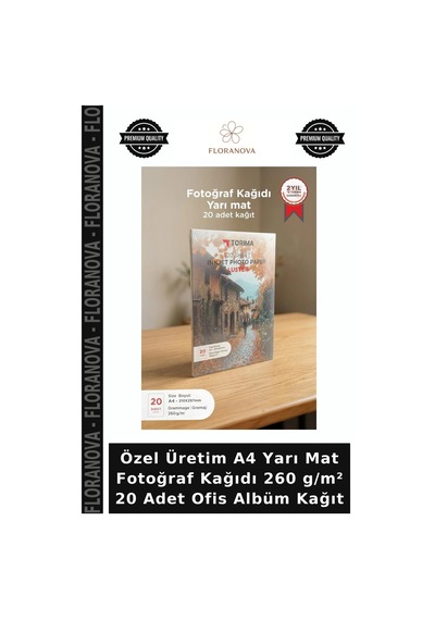 Özel Üretim A4 Yarı Mat Fotoğraf Kağıdı 260 G/m² 20 Adet Ofis Albüm Kağıt