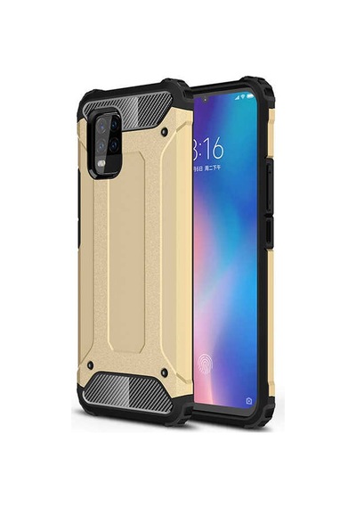 Noktaks - Mi 10 Lite Uyumlu - Kılıf Çift Katman Zırh Tank Crash Military Kapak - Gold Gold