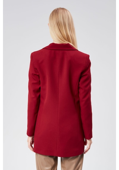 Bordo Oversize Dokuma Blazer Ceket Siyah