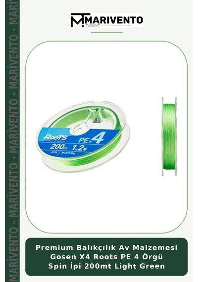 Premium Balıkçılık Av Malzemesi Gosen X4 Roots Pe 4 Örgü Spin İpi 200mt Light Green 1.0 PE