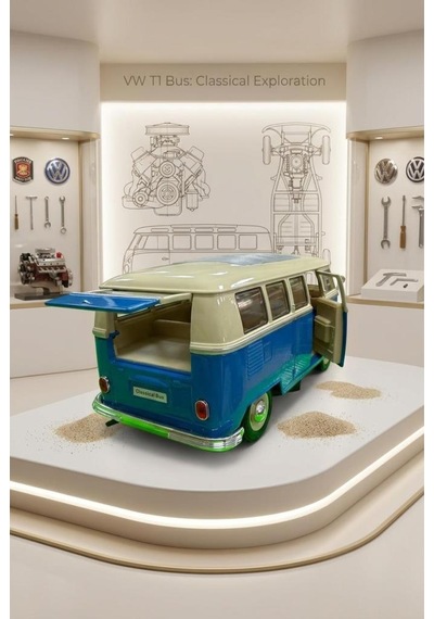 Welly 1:24 Ölçekli Lisanslı Orjinal 1963 Volkswagen T1 Bus Kapıları Açılabilir Model Oyuncak Araba