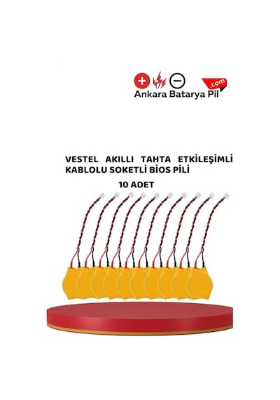 Vestel Uyumlu Faz-2 Akıllı Tahta Kablolu Soketli Bios Pili 10 Adet