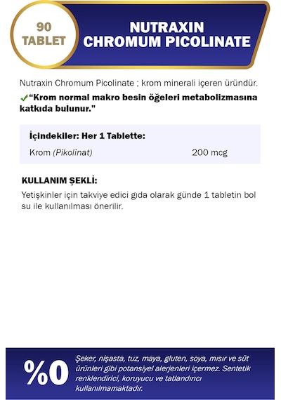 Nutraxin Chromium Picolinate 200 Mcg 90 Tablet