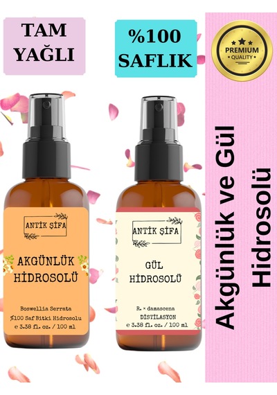 Akgünlük Suyu Ve Gül Suyu 100ml+100ml - Doğal Ak Günlük, Sığla Ve Gül Hidrosolü