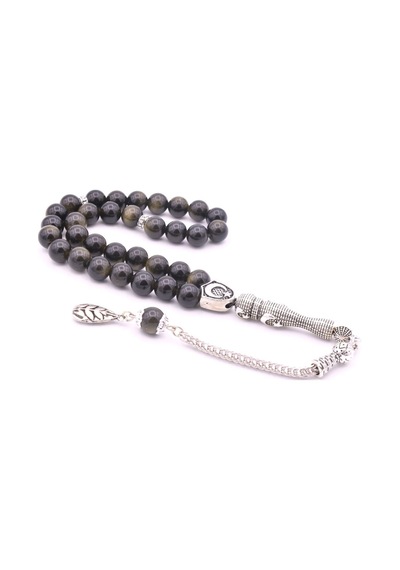 Murty99 Hakiki Doğal Rainbow Obsidyen Taşı Tesbih 8 Mm Siyah