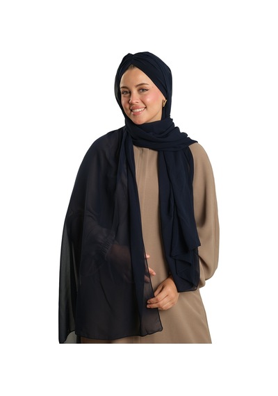 Hürrem Bone Lacivert Pratik Hazır Geçmeli Bone Şal Şifon Drapeli 2507 02 lacivert