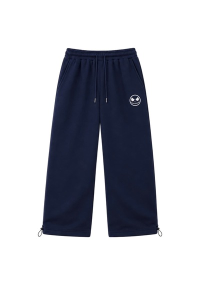 Zaee Skull Smile Nakışlı Ayarlanabilir Paça Premium Baggy Eşofman Altı Lacivert