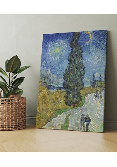 Vincent van Gogh Selvili ve Yıldızlı Yol Road with Cypress and Star  (8 Farklı Ölçü) 120 x 80