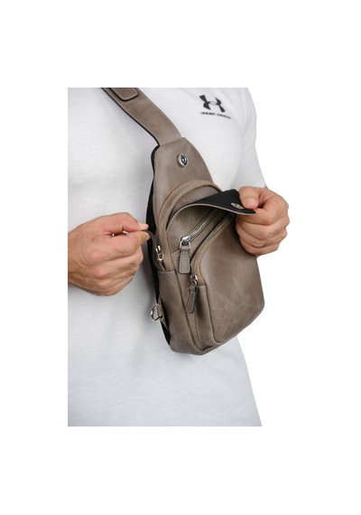 Mft Leather Hakiki Deri Unisex Çapraz Çanta Baggy 6981 Tiguan Gri