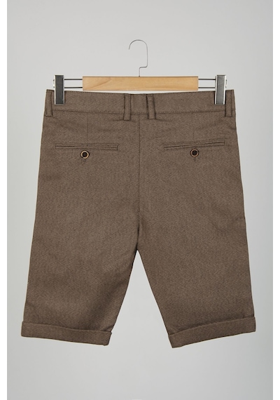 Terapi Men Erkek Koyu Kahverengi Slim Fit Keten Şort Çokrenkli