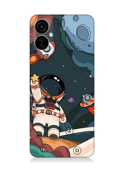Tecno Camon 19 Neo Uyumlu Silikon Kılıf Sevimli Astronot Uzay Macerası