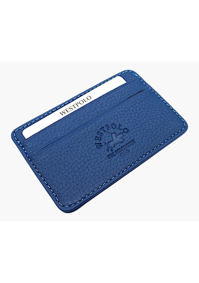 Westpolo Hakiki Deri Unisex İnce Kartlık - Saks Mavi Saks Mavi