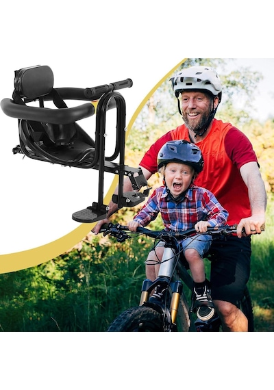 Valkyrie Ön Bisiklet Çocuk Koltuğu Katlanabilir Ayak Pedallı Gidonlu Emniyet Kemerli 2-6 Yaş 30 Kg Ön Kadro Montajlı Siyah