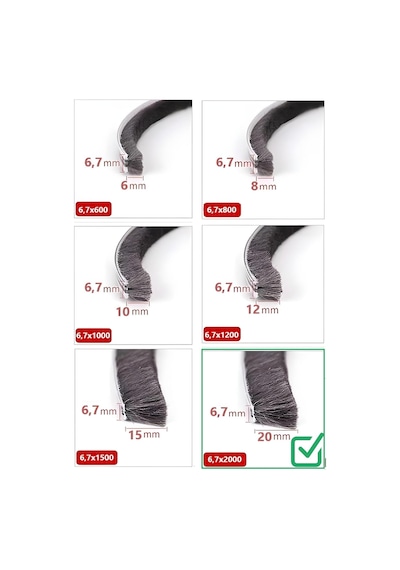 Cam Balkon, Sürgülü Kapı Fitili, Kıl Fitil Taban 6,7 Mm, Yükseklik 20 Mm, Uzunluk 10 Metre 67x2000 Diğer