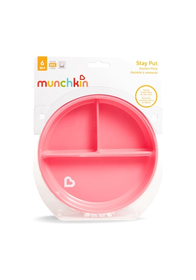 Munchkin Sabit Vakumlu Beslenme Tabağı 6+ Ay Pembe
