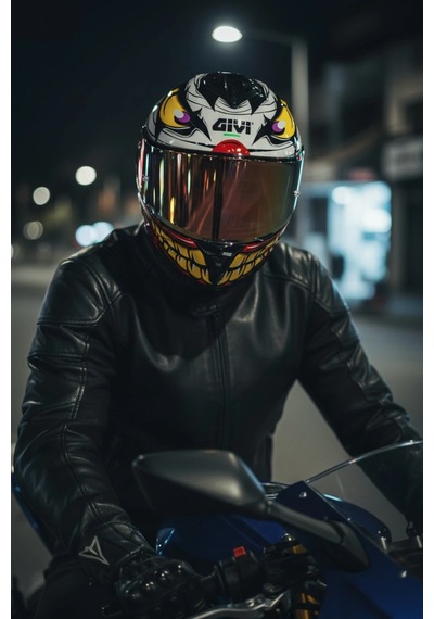 Gıvı 50.x Joke  1 Renkli 1 Şeffaf Vizörlü Motosiklet Kask Gold Vizör + Şeffaf
