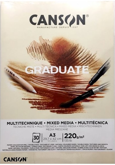 Canson Çizim Bloğu Graduate Mıx Medıa Natural 30 Syf A3 220 Gr