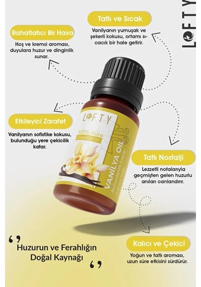 Lofty Vanilya Saf Uçucu Yağ 10ml -%100 Doğal Esansiyel Yağ Buhurdanlık, Difüzör Ve Oda Kokusu İçin Ferahlatıcı Etki Diğer
