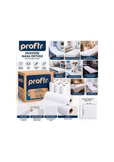 Mavi Beyaz Proftr Muayene Masa Örtüsü Çift Katlı 6x50 Mt - 938854501