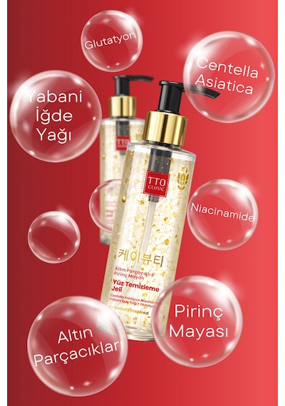Clinic Kore Serisi Yüz Temizleme Jeli Nemlendirici 200 Ml Altın Parçacıklı Pirinç Mayalı