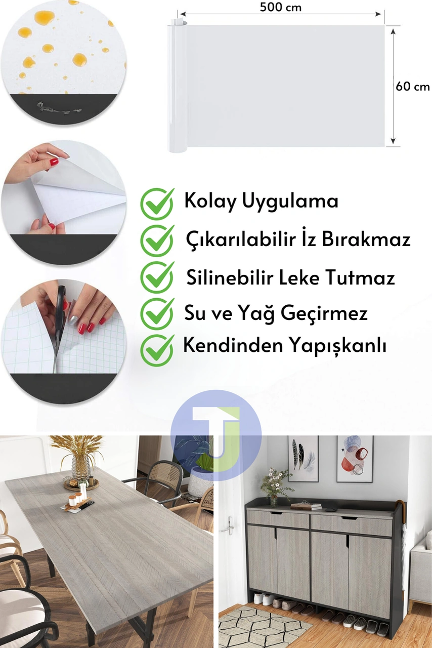 Technojet Kendinden Yapışkanlı Dokulu Balıksırtı Desen Premium Mutfak Duvar Dolap Kaplama 60cmx500cm Bej