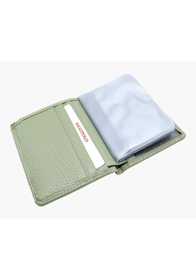 Westpolo Darius Bol Şeffaf Kartlık Bölmeli Unisex Hakiki Deri Cüzdan Kartlık - Mint Yeşili Mint
