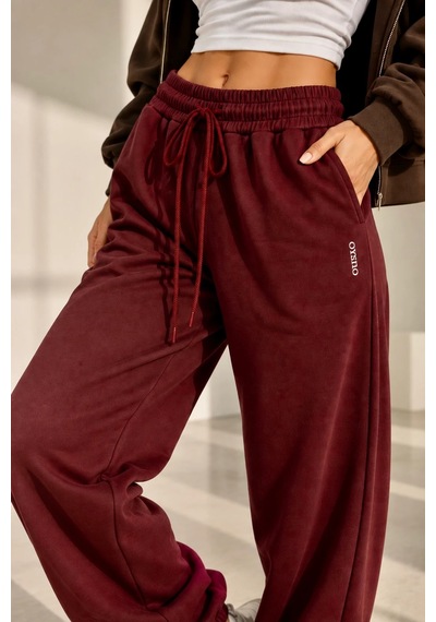 Bb Butik Basic Dökümlü Modal Kumaş Lastikli Bel Rahat Kesim Jogger Pantolon Zg3535 Bordo