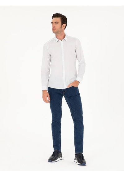 Cacharel Lacivert Slim Fit Uzun Kollu Gömlek