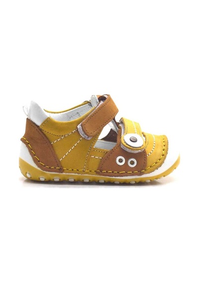 Hapshoe Hakiki Deri Sarı Nubuk Cırtlı Yazlık Ilk Adım Ayakkabı Sarı