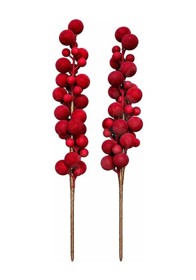 Yılbaşı Ağacı Süsü Bordo Kadife Kokina Dalı 41 Cm 2li Diğer