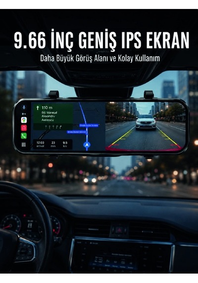 Araç İçi Ayna Carplay Dokunmatik Multimedya Ve Kamera Kayıt Ekranı