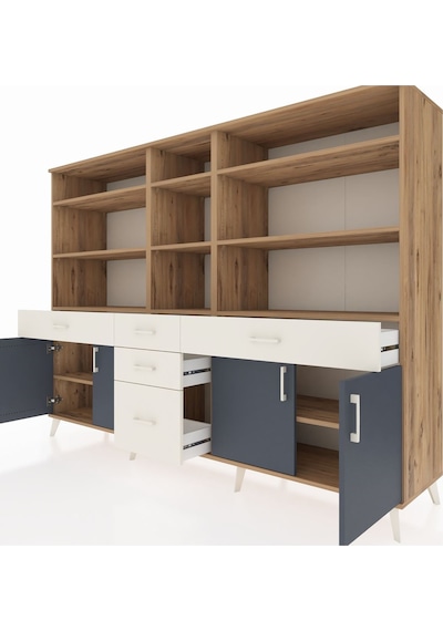 Hyperion Dolap 11 Raflı 5 Çekmeceli 4 Kapaklı 220x44x163 Çam-antr Çam-antrasit/aytaşı Hyperion Dolap 11 Raflı 5 Çekmeceli 4 Kapaklı 220x44x163 Çam-antr Çam-antrasit/aytaşı