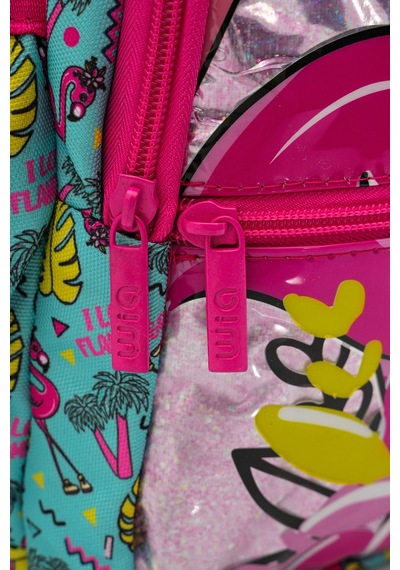 Wia Palm Flamingo Kız Çocuk İlkokul Çantası Turkuaz - Pembe