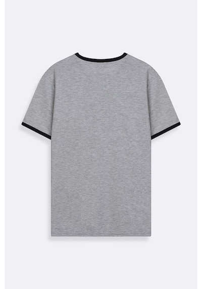 LTB Varsity Baskılı Biye Detaylı Relaxed Fit Gri T-shırt
