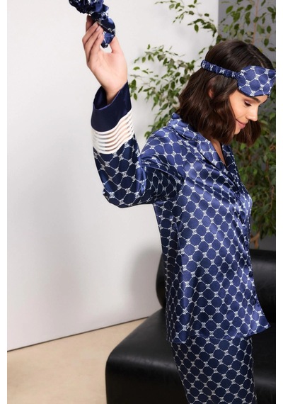 Pierre Cardin Saten Kadın Pijama Takımı - 1320 Lacivert