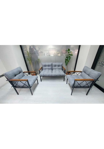 Balkon-bahçe-kafe,çay Seti,koltuk Takımı,oturma Grubu,ofis Koltuğu Miami Yeni Gri