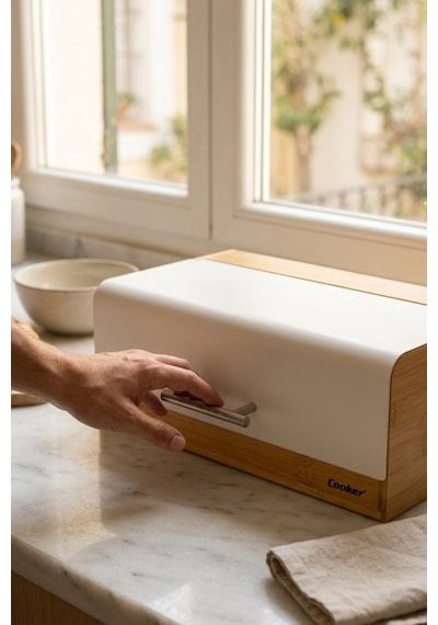 Cooker Viona Metal Kapaklı Bambu Ekmek Kutusu Ckr4540 Beyaz