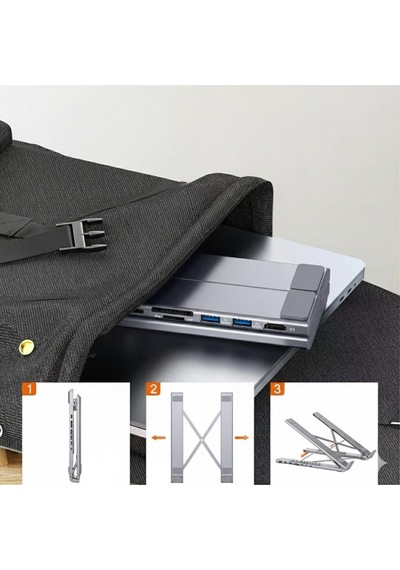 8 İ 1 Arada Type-c Hub Lı Katlanabilir Laptop Standı 4k Hdmı 5gbps 60cm Kılıf Hediyeli 8 İ 1 Arada Type-c Hub Lı Katlanabilir Laptop Standı 4k Hdmı 5gbps 60cm Kılıf Hediyeli