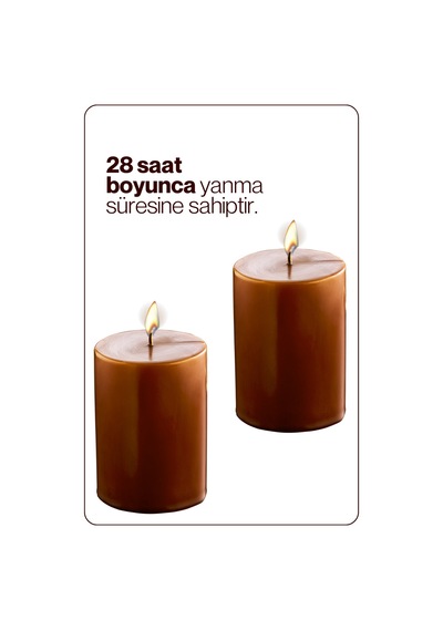 Grimorlife 12 Adet Silindir Dekoratif Kokusuz Kahverengi Mum- Hediyelik Blok Mum Diğer